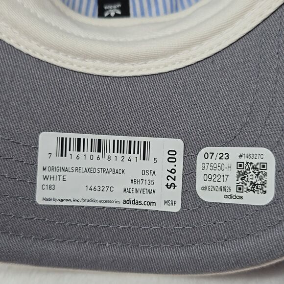 NWT Adidas Relaxed Strap-Back Hat White / Black OS - Picture 7 of 7